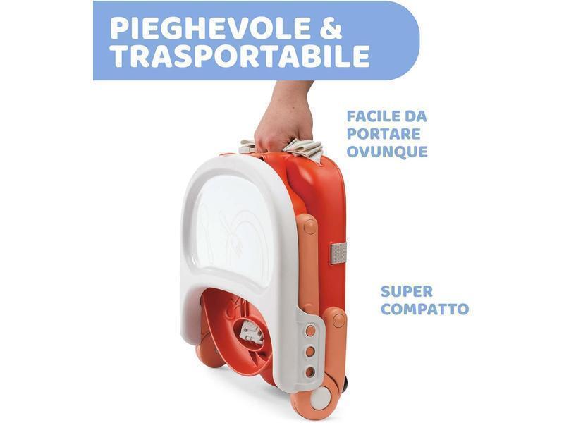 Chicco Pocket Snack Alzador de Silla para Niños para Comer, Apto de 6 Meses hasta 3 Años (15 kg), Trona de Viaje Portátil y Ajustable para Bebés, Compacta y con Bandeja Desmontable - Rojo