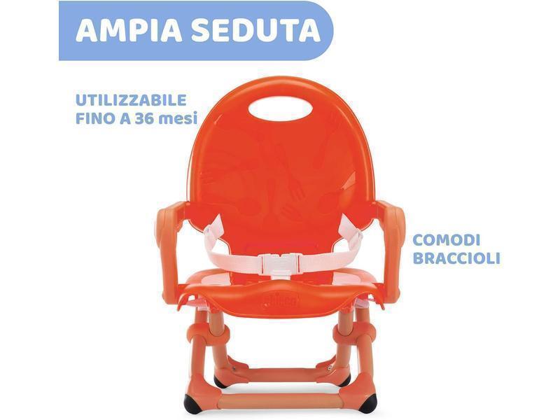 Chicco Pocket Snack Alzador de Silla para Niños para Comer, Apto de 6 Meses hasta 3 Años (15 kg), Trona de Viaje Portátil y Ajustable para Bebés, Compacta y con Bandeja Desmontable - Rojo