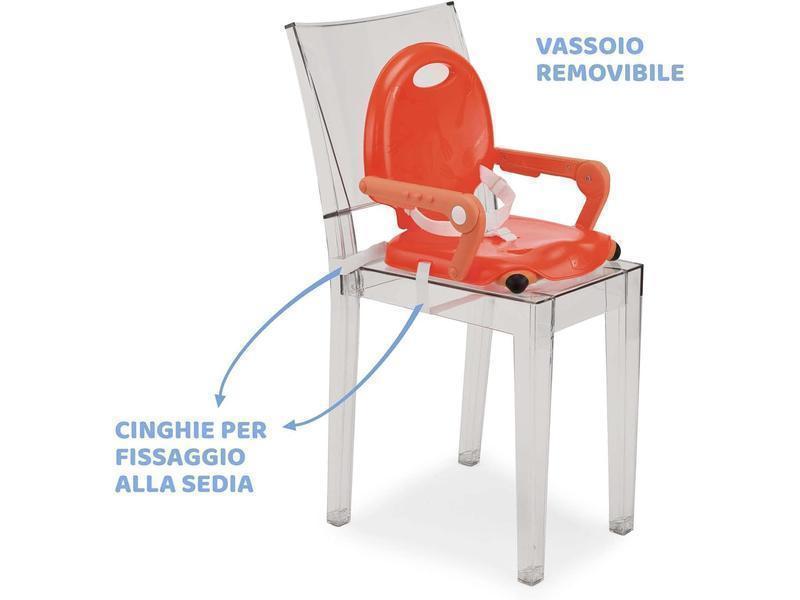 Chicco Pocket Snack Alzador de Silla para Niños para Comer, Apto de 6 Meses hasta 3 Años (15 kg), Trona de Viaje Portátil y Ajustable para Bebés, Compacta y con Bandeja Desmontable - Rojo