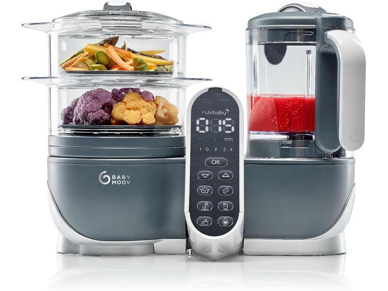 Babymoov Nutribaby(+), Robot Multifunción 6 en 1, Vaporera, Batidora, Gran Capacidad para el Bebé, Óptimo para la Cocina por Lotes, Gris