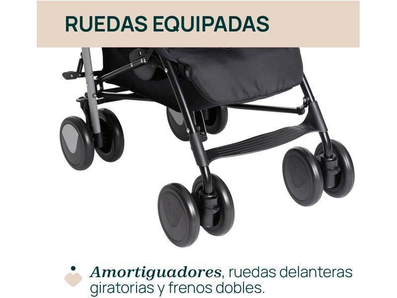 Chicco Echo Lite, Silla de Paseo Bebé Ligera, 0+ Meses-22 Kg, Respaldo Reclinable en 4 Posiciones, Asiento Espacioso, Paragolpes, Cierre Paraguas, Frenos Gemelos y Ruedas Delanteras Giratorias, Negro