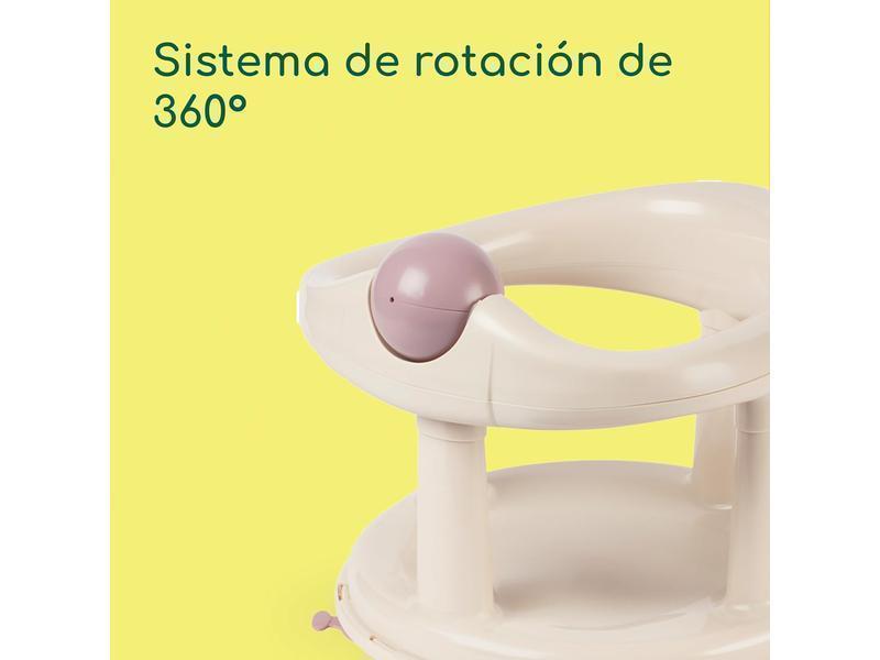 Bebeconfort Asiento Bañera Bebe, Sillón de Baño y Ducha, Silla Giratoria de 360 Grados para Baño de Bebé, con Ventosas de Seguridad, Beige