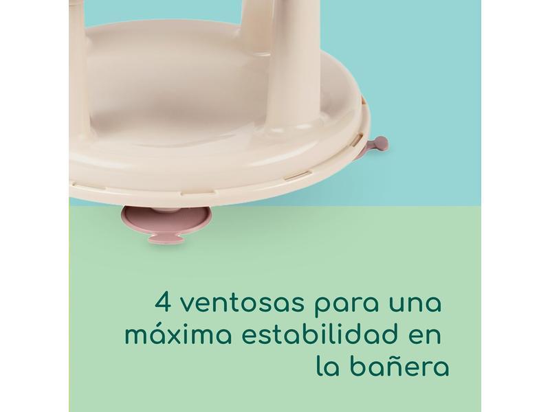 Bebeconfort Asiento Bañera Bebe, Sillón de Baño y Ducha, Silla Giratoria de 360 Grados para Baño de Bebé, con Ventosas de Seguridad, Beige