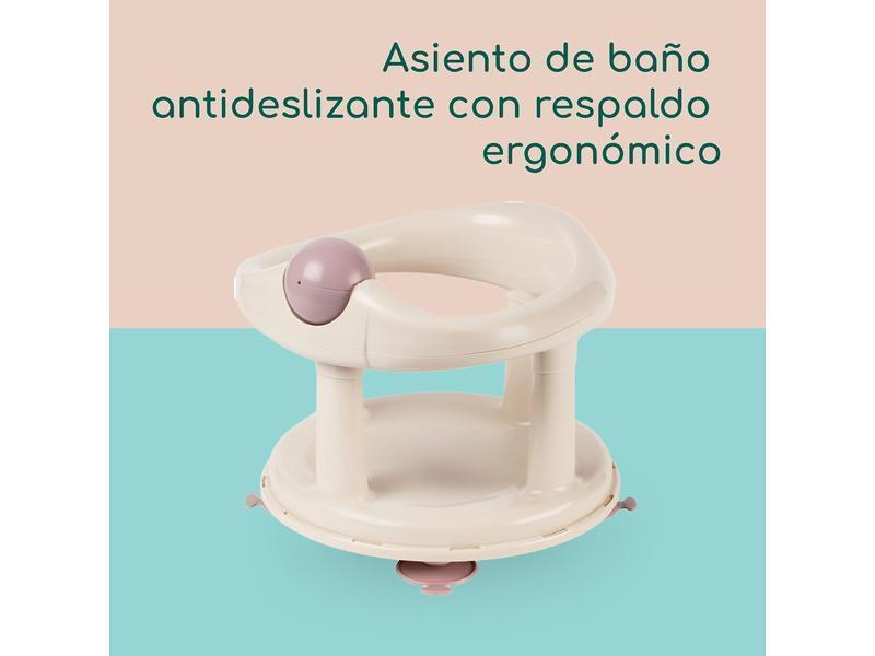 Bebeconfort Asiento Bañera Bebe, Sillón de Baño y Ducha, Silla Giratoria de 360 Grados para Baño de Bebé, con Ventosas de Seguridad, Beige