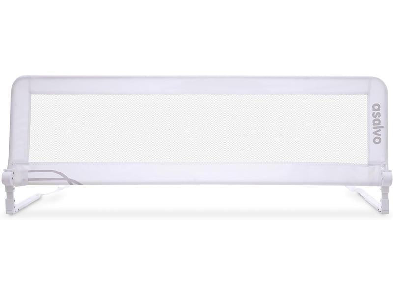 Asalvo 2 EN 1 Barrera de Seguridad Niños, Cama 150 cm, 2 en 1, Barandilla Cama Niño, Abatible con Correas Ajustables, Ideal para Cama Nido, Fácil Instalación, Lavable y Desmontable, Blanco