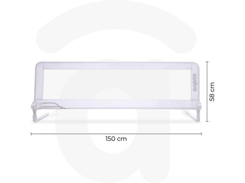 Asalvo 2 EN 1 Barrera de Seguridad Niños, Cama 150 cm, 2 en 1, Barandilla Cama Niño, Abatible con Correas Ajustables, Ideal para Cama Nido, Fácil Instalación, Lavable y Desmontable, Blanco