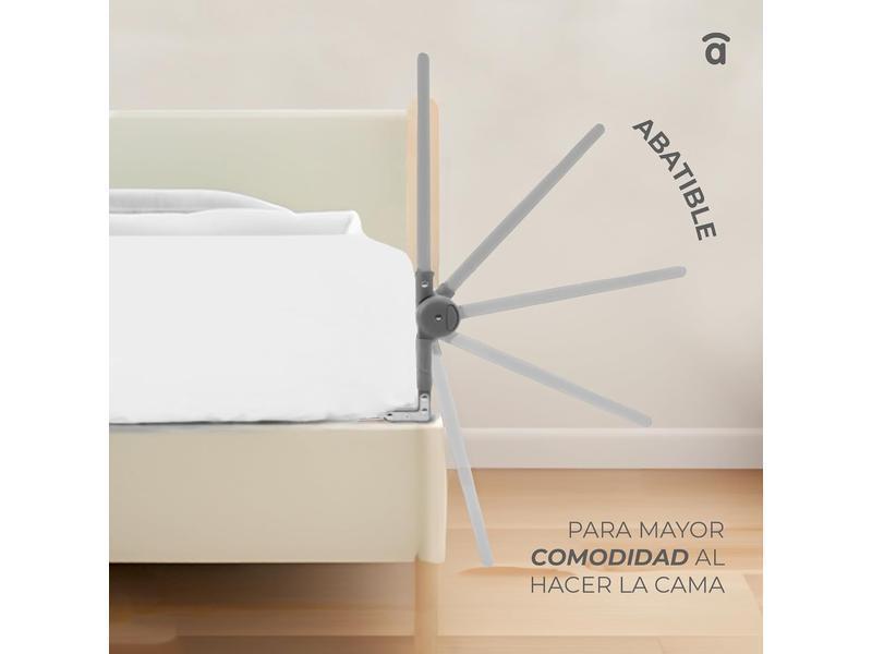 Asalvo 2 EN 1 Barrera de Seguridad Niños, Cama 150 cm, 2 en 1, Barandilla Cama Niño, Abatible con Correas Ajustables, Ideal para Cama Nido, Fácil Instalación, Lavable y Desmontable, Blanco