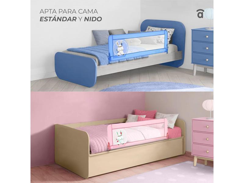 Asalvo 2 EN 1 Barrera de Seguridad Niños, Cama 150 cm, 2 en 1, Barandilla Cama Niño, Abatible con Correas Ajustables, Ideal para Cama Nido, Fácil Instalación, Lavable y Desmontable, Blanco