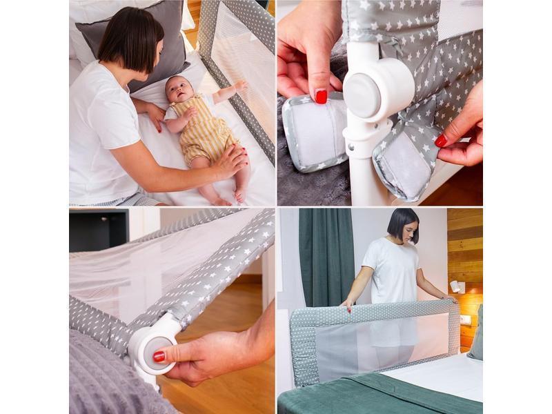 Interbaby Barrera Seguridad Niños Cama Abatible 90 cm | Barrera Cama Niños Entre 18 Meses y 5 Años | Barandilla Cama Niño de Fácil Instalación, Segura, Compatible con Camas Nido | Estrella