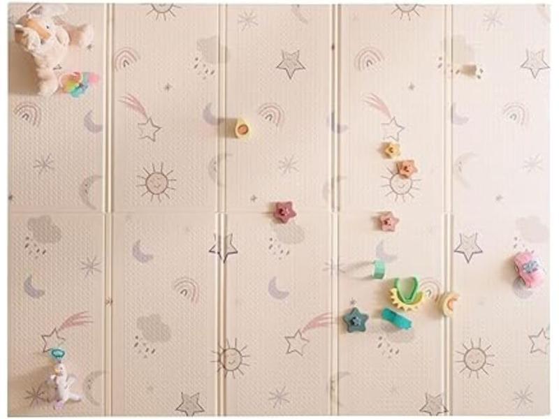 Nuby Alfombra de Juego Reversible para Bebé | Alfombra Ligera y Plegable para Jugar en el Suelo | Fácil de Guardar y para Viajar | Estrellas y Cielo