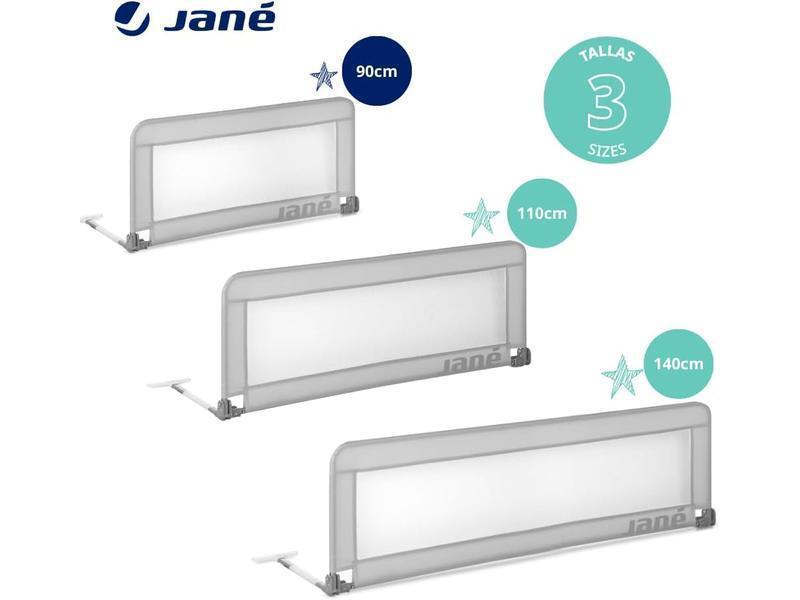 Jané Barrera de Cama Abatible, Largo 90 cm, Bolsa Transporte, Diseño Extra Alto, Transpirable, Gris