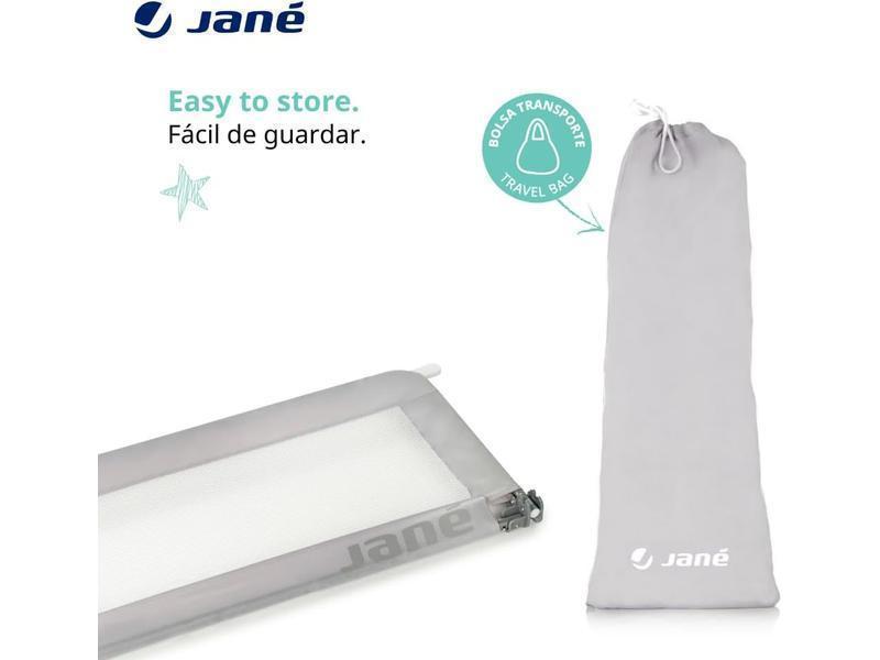 Jané Barrera de Cama Abatible, Largo 90 cm, Bolsa Transporte, Diseño Extra Alto, Transpirable, Gris