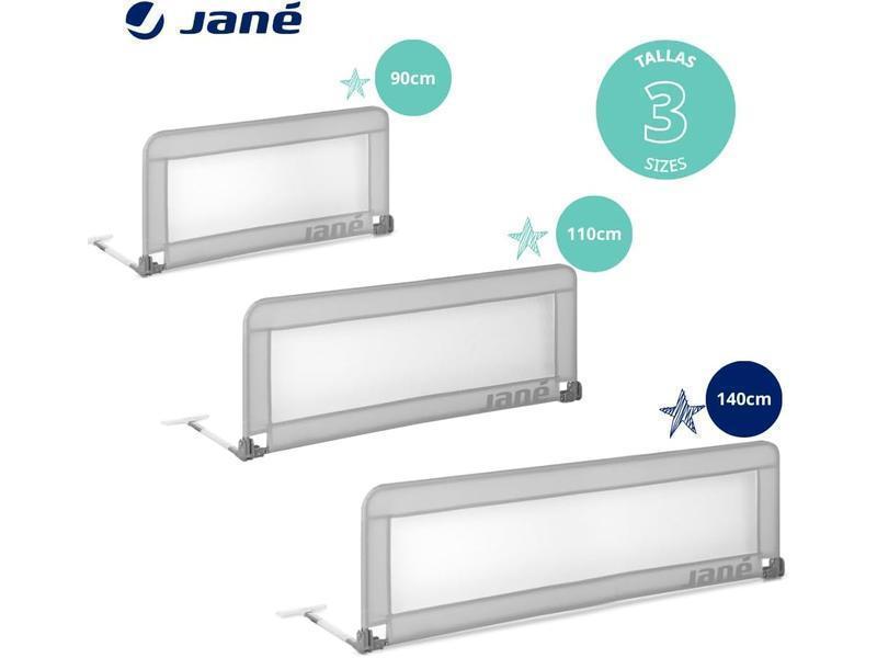 Jané Barrera de Cama Abatible, Largo 140 cm, Bolsa Transporte, Diseño Extra Alto, Transpirable, Gris