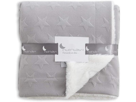 Interbaby - Manta Bebe Recien Nacido | Mantita Bebe 100% Poliéster, Terciopelo, Suave, Cómoda, Cálida | Manta Meses Bebe 80x110cm, Unisex, para Cunas, Carritos | Universo Gris