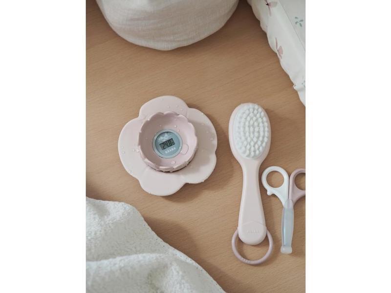 Béaba, Termómetro de Baño Lotus, Digital, Multifunción, Mide la Temperatura de la Habitación y del Agua, Forma de Flor Divertida, Rosa viejo