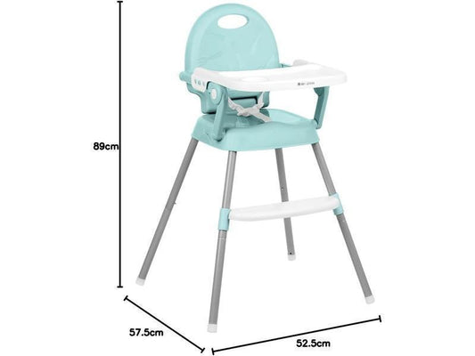 KikkaBoo SPOONY Trona Bebé 3 en 1, Silla Alta hasta 36 Meses, Trona Evolutiva, Asiento Elevador, Silla Baja, Plegable, Bandeja Extraíble, Menta