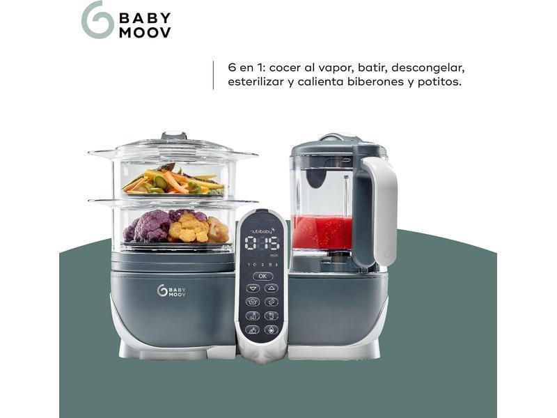Babymoov Nutribaby(+), Robot Multifunción 6 en 1, Vaporera, Batidora, Gran Capacidad para el Bebé, Óptimo para la Cocina por Lotes, Gris