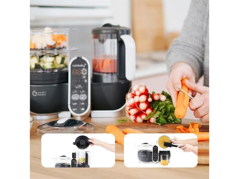 Babymoov Nutribaby(+), Robot Multifunción 6 en 1, Vaporera, Batidora, Gran Capacidad para el Bebé, Óptimo para la Cocina por Lotes, Gris