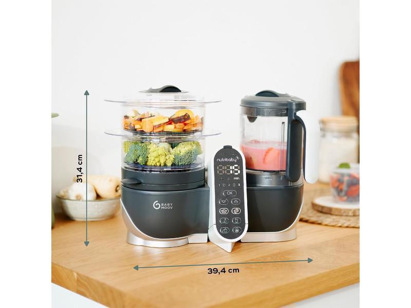 Babymoov Nutribaby(+), Robot Multifunción 6 en 1, Vaporera, Batidora, Gran Capacidad para el Bebé, Óptimo para la Cocina por Lotes, Gris