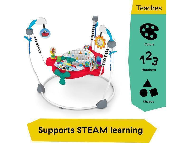Baby Einstein, Saltador y Centro de Actividades 2 en 1 Ocean Explorers Airplane Adventure, Juguetes Interactivos con Sonidos y Luces, 4 Idiomas, Asiento Giratorio de 360° a partir de 6 meses