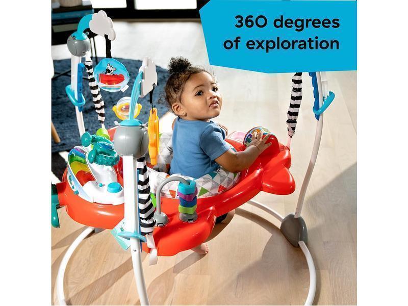 Baby Einstein, Saltador y Centro de Actividades 2 en 1 Ocean Explorers Airplane Adventure, Juguetes Interactivos con Sonidos y Luces, 4 Idiomas, Asiento Giratorio de 360° a partir de 6 meses