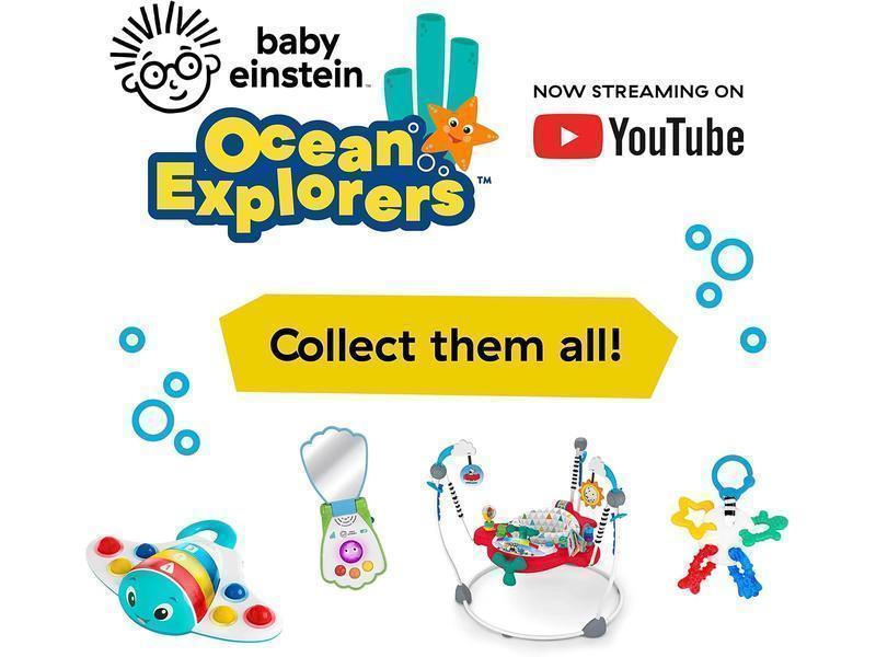 Baby Einstein, Saltador y Centro de Actividades 2 en 1 Ocean Explorers Airplane Adventure, Juguetes Interactivos con Sonidos y Luces, 4 Idiomas, Asiento Giratorio de 360° a partir de 6 meses