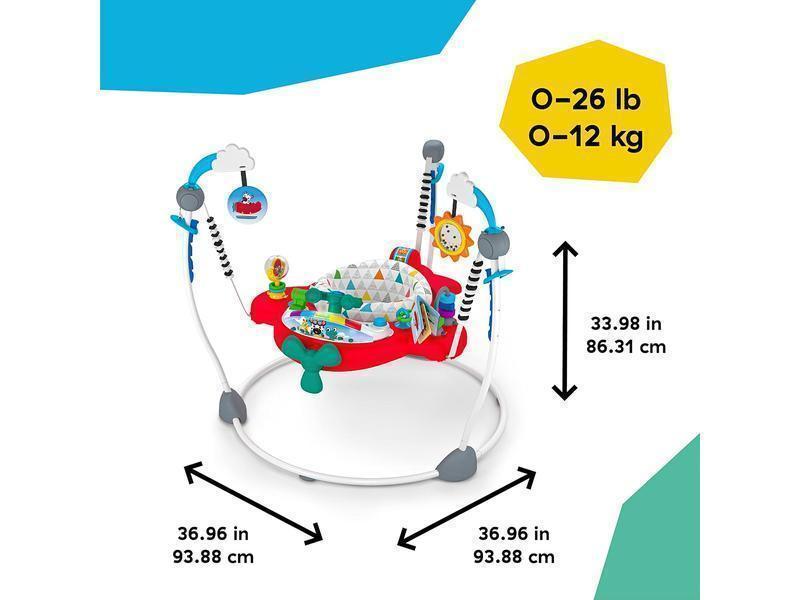 Baby Einstein, Saltador y Centro de Actividades 2 en 1 Ocean Explorers Airplane Adventure, Juguetes Interactivos con Sonidos y Luces, 4 Idiomas, Asiento Giratorio de 360° a partir de 6 meses