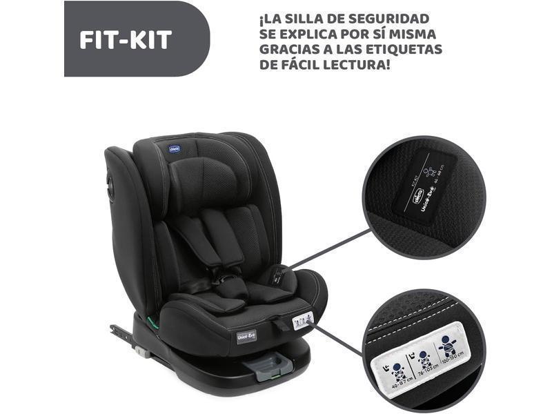 Chicco Unico Evo I'Size Classic, Silla de Coche ISOFIX para Bebés y Niños de 40 a 150 cm, Grupo 0123 desde Recién Nacido hasta 12 Años, Giratoria 360º, Reductor, Ajustable y Protección Lateral, Negra