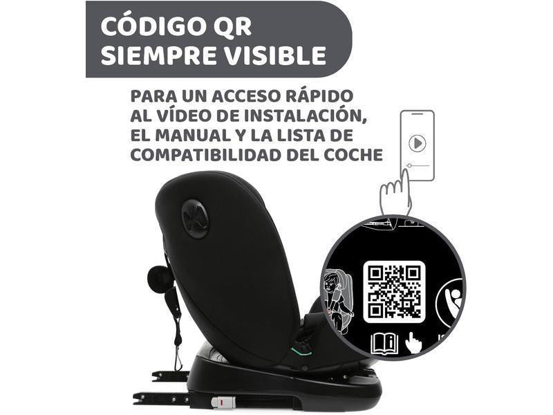 Chicco Unico Evo I'Size Classic, Silla de Coche ISOFIX para Bebés y Niños de 40 a 150 cm, Grupo 0123 desde Recién Nacido hasta 12 Años, Giratoria 360º, Reductor, Ajustable y Protección Lateral, Negra