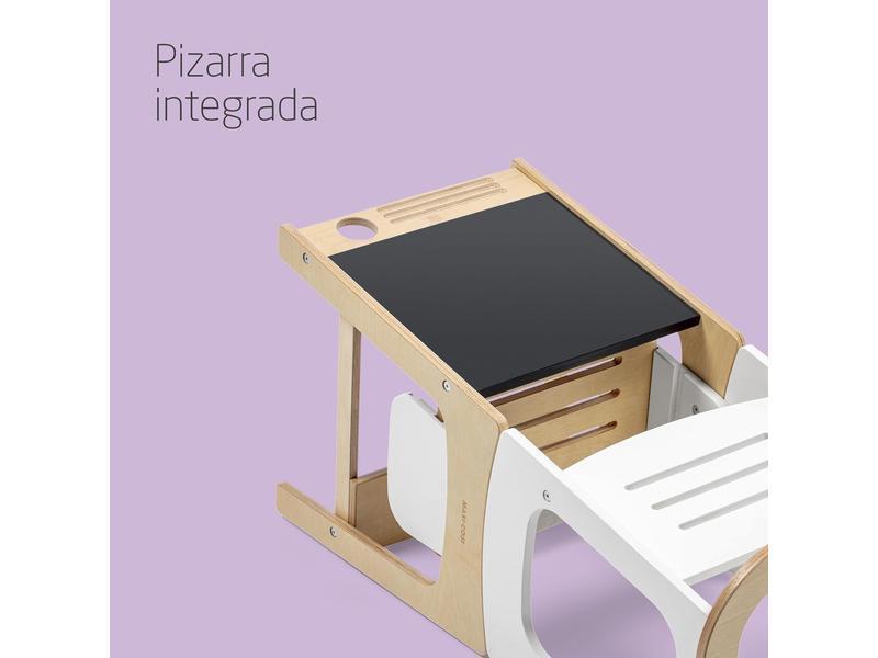 Maxi-Cosi Toucan 3 en 1 Torre aprendizaje madera, Torre de aprendizaje Montessori, 1,5-99 Años, 10-150kg, 3 Alturas, Se Transforma en Mesa y Silla/Taburete, FSC® 100 % Madera Certificada, Natural Wood