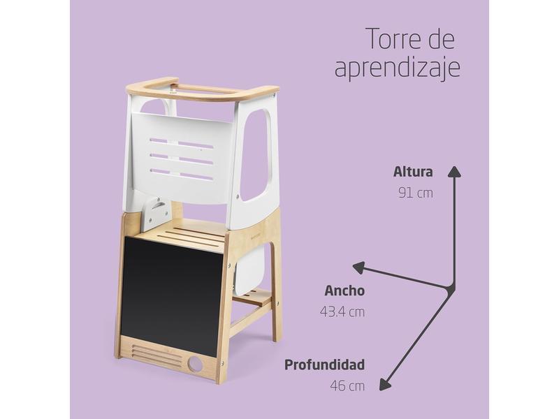 Maxi-Cosi Toucan 3 en 1 Torre aprendizaje madera, Torre de aprendizaje Montessori, 1,5-99 Años, 10-150kg, 3 Alturas, Se Transforma en Mesa y Silla/Taburete, FSC® 100 % Madera Certificada, Natural Wood