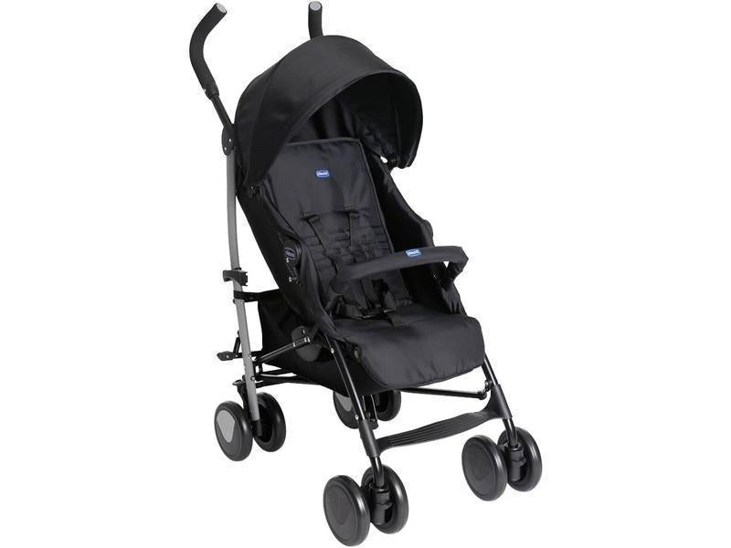 Chicco Echo Lite, Silla de Paseo Bebé Ligera, 0+ Meses-22 Kg, Respaldo Reclinable en 4 Posiciones, Asiento Espacioso, Paragolpes, Cierre Paraguas, Frenos Gemelos y Ruedas Delanteras Giratorias, Negro