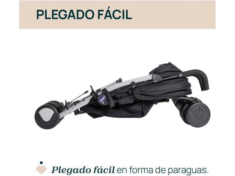 Chicco Echo Lite, Silla de Paseo Bebé Ligera, 0+ Meses-22 Kg, Respaldo Reclinable en 4 Posiciones, Asiento Espacioso, Paragolpes, Cierre Paraguas, Frenos Gemelos y Ruedas Delanteras Giratorias, Negro