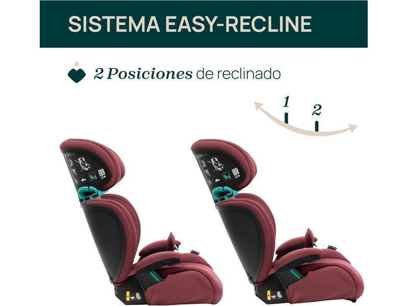 Chicco Quizy Lite i-Size, Silla Infantil para Coche 3-12 Años (100-150 cm), Peso 15-36 kg, Fácil de Instalar, Reclinable, Ajustable en Altura, Reposabrazos Acolchados y Cómodo Asiento, RUBY, rojo