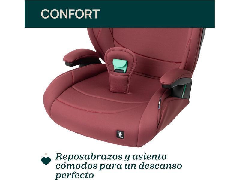 Chicco Quizy Lite i-Size, Silla Infantil para Coche 3-12 Años (100-150 cm), Peso 15-36 kg, Fácil de Instalar, Reclinable, Ajustable en Altura, Reposabrazos Acolchados y Cómodo Asiento, RUBY, rojo