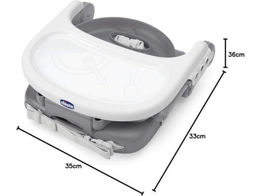 Chicco Pocket Snack Alzador de Silla para Niños para Comer, Apto de 6 Meses hasta 3 Años (15 kg), Trona de Viaje Portátil y Ajustable para Bebés, Compacta y con Bandeja - Gris (Dark Grey)