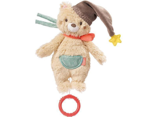 Fehn caja de música oso nana bebé - peluche con suave melodía de nana "La nana de Mozart" - juguete para bebés para llevar y para casa - juguete musical para bebés y niños pequeños