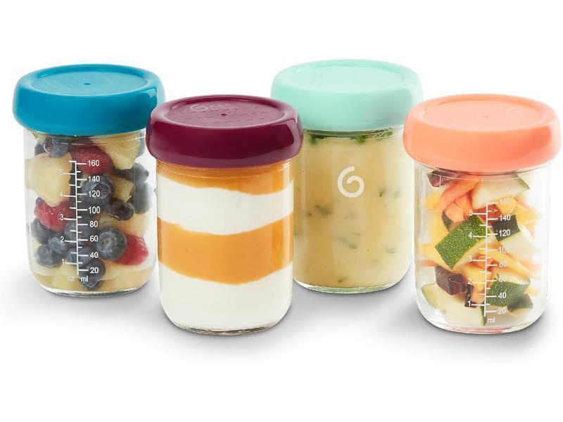 Babymoov Babybols - Lote 4 botes de conservación cristal 220 ml - Tapas Herméticas & Reescribibles