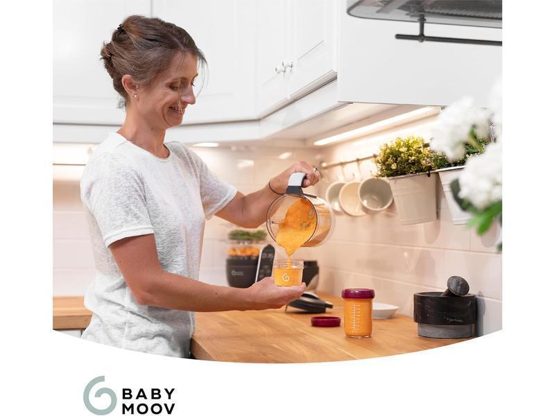 Babymoov Babybols - Lote 4 botes de conservación cristal 220 ml - Tapas Herméticas & Reescribibles