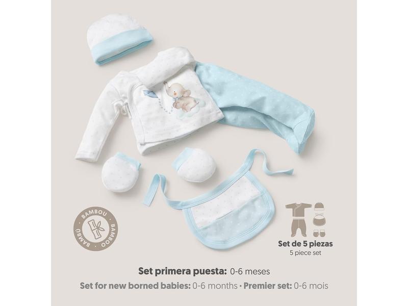 Interbaby Set Regalo Bebé 5 Piezas, modelo Elefantito, azul