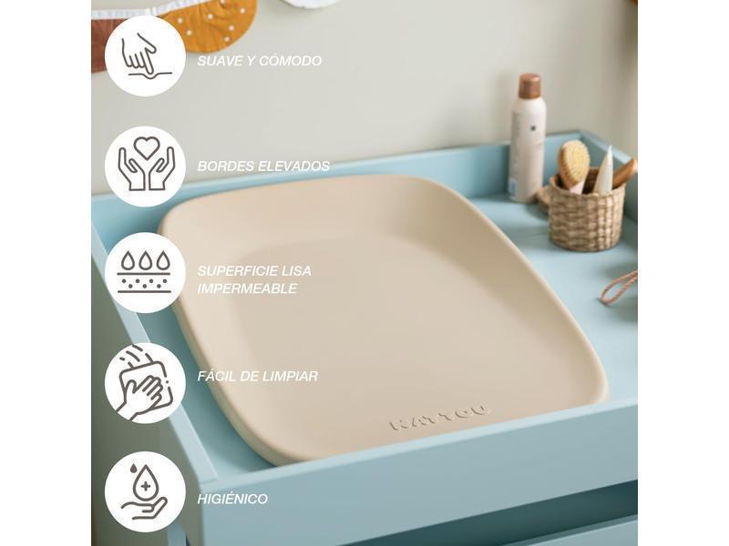 Nattou Cambiador de suave espuma de PU, Cambiador lavable, Aprox. 50 x 70 cm, Softy, Taupe
