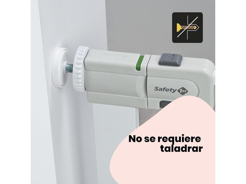 Safety 1st Secure Tech Metal Barrera de seguridad niños, metálica para puertas y escaleras con apertura de 73-80 cm, extensible hasta 136 cm con extensiones que se venden por separado, color blanco