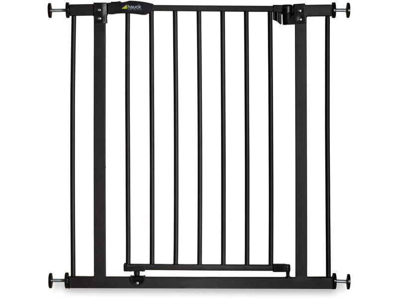 hauck Barrera de Seguridad de Niños para Puertas y Escaleras Close N Stop Safety incl. Extension 9 cm, Vallas Infantiles, Sin Agujeros, 84-89 cm, barandilla Escalera Niños,Metal, Negro