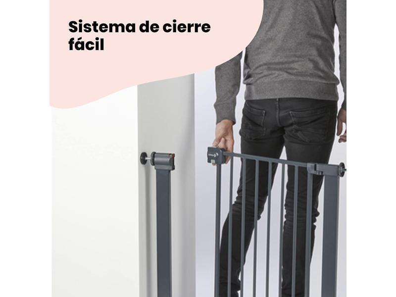 Safety 1st Easy Close Metal, Barrera Seguridad Niños Escalera Presión, 73–80cm (máx. 108cm), Valla Seguridad Infantil Fácil Cierre, Abre 1 Mano, Sin Tornillos (Sin Taladros), Doble Bloqueo, Negra