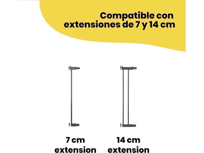 Safety 1st Easy Close Metal, Barrera Seguridad Niños Escalera Presión, 73–80cm (máx. 108cm), Valla Seguridad Infantil Fácil Cierre, Abre 1 Mano, Sin Tornillos (Sin Taladros), Doble Bloqueo, Negra