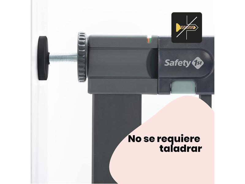 Safety 1st Easy Close Metal, Barrera Seguridad Niños Escalera Presión, 73–80cm (máx. 108cm), Valla Seguridad Infantil Fácil Cierre, Abre 1 Mano, Sin Tornillos (Sin Taladros), Doble Bloqueo, Negra