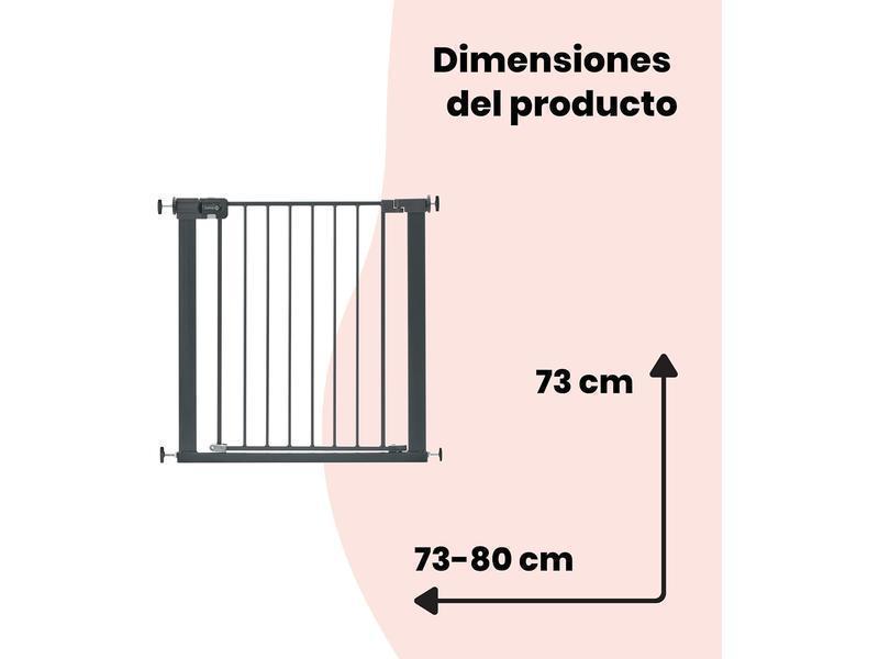Safety 1st Easy Close Metal, Barrera Seguridad Niños Escalera Presión, 73–80cm (máx. 108cm), Valla Seguridad Infantil Fácil Cierre, Abre 1 Mano, Sin Tornillos (Sin Taladros), Doble Bloqueo, Negra