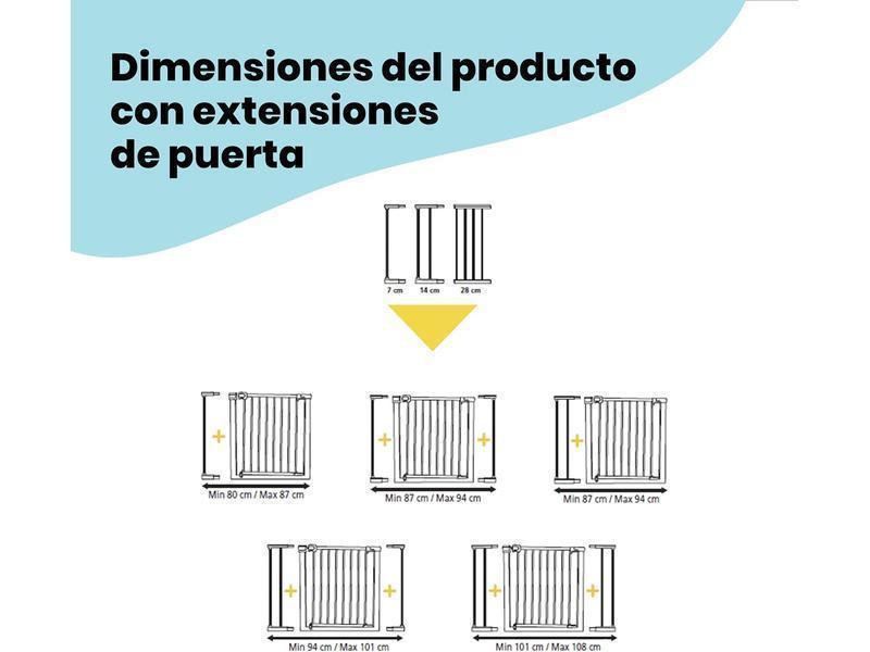 Safety 1st Easy Close Metal, Barrera Seguridad Niños Escalera Presión, 73–80cm (máx. 108cm), Valla Seguridad Infantil Fácil Cierre, Abre 1 Mano, Sin Tornillos (Sin Taladros), Doble Bloqueo, Negra