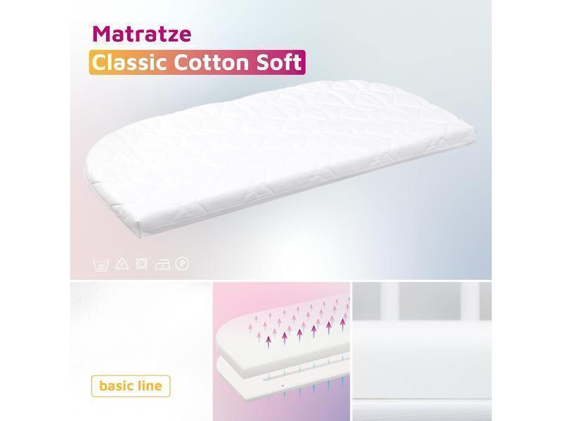 babybay Cama Auxiliar colchón Classic Cotton Soft Apto para Modelo Boxspring, Algodón, Blanco, 105 x 57.5 x 6 cm (1er Pack)