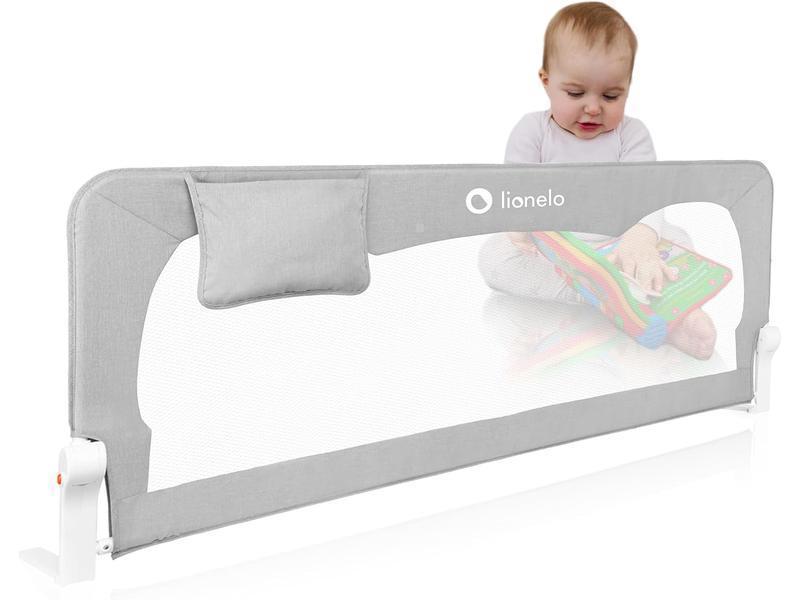 lionelo Hanna Barrera de Seguridad 150cm x 65cm - Protección contra caídas Cinturones SecureBelt Se Adapta a la mayoría de los colchones Malla aireada Fácil Montaje (Grey)